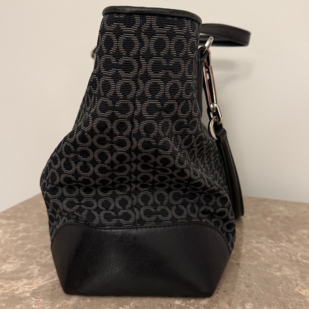 Coach Black and Charcoal Signature Tote with Silver Hardware - Picture 9 of 13